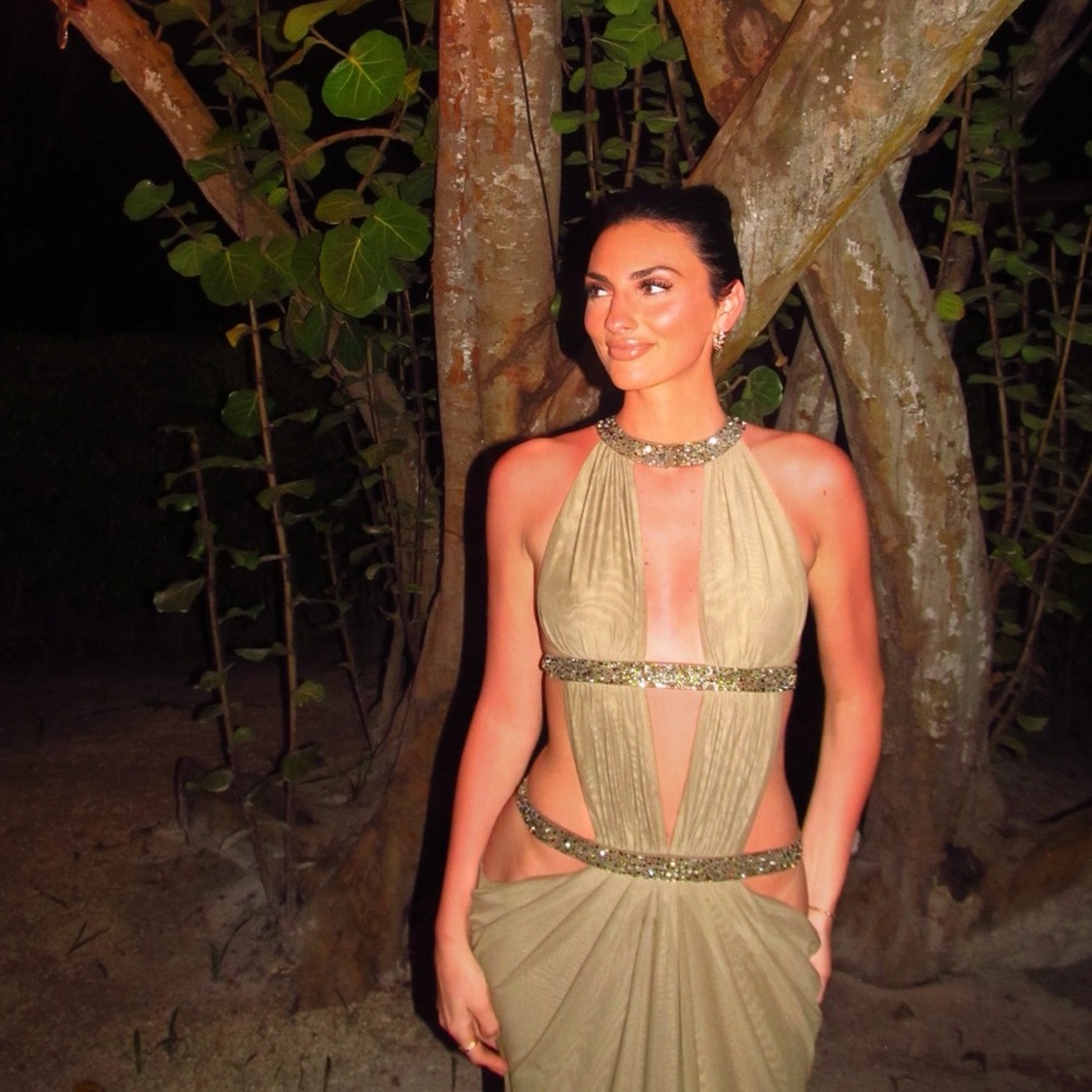 JADED LONDON 6AM Cut Out Maxi Dress in Moss